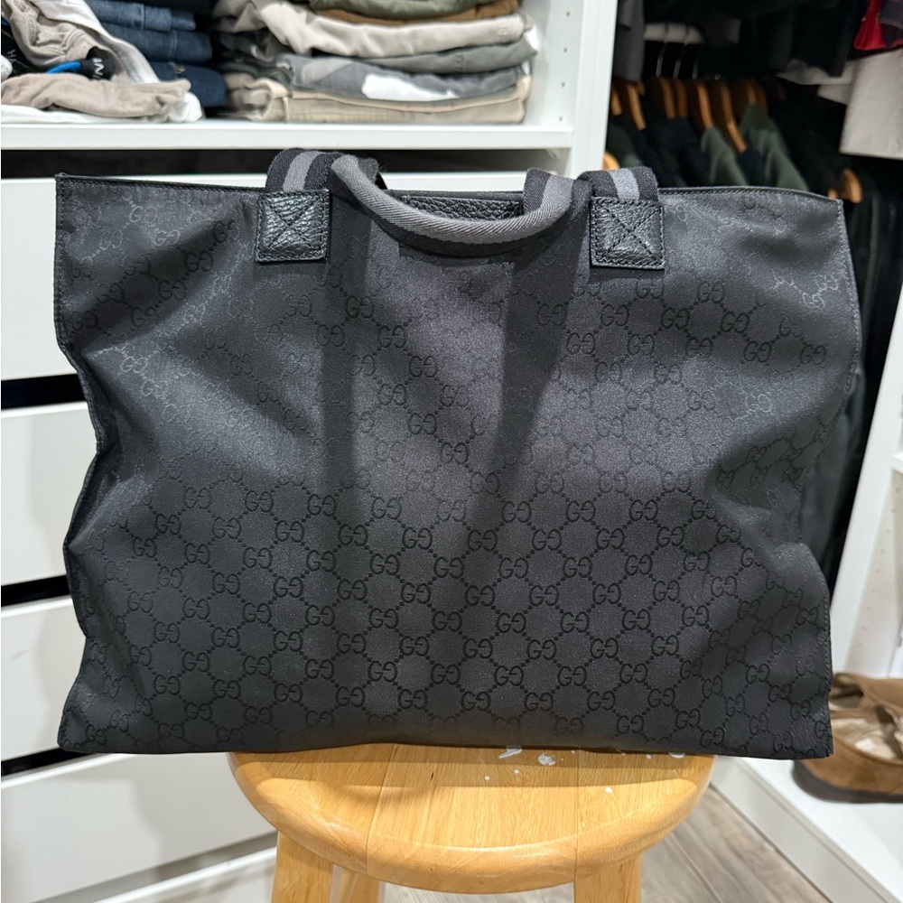 Authentic black Gucci vinyl tote bag